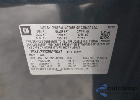 2014 GMC Terrain Slt-1 из США, поврежденный, VIN 2GKFLXE3XE6165327